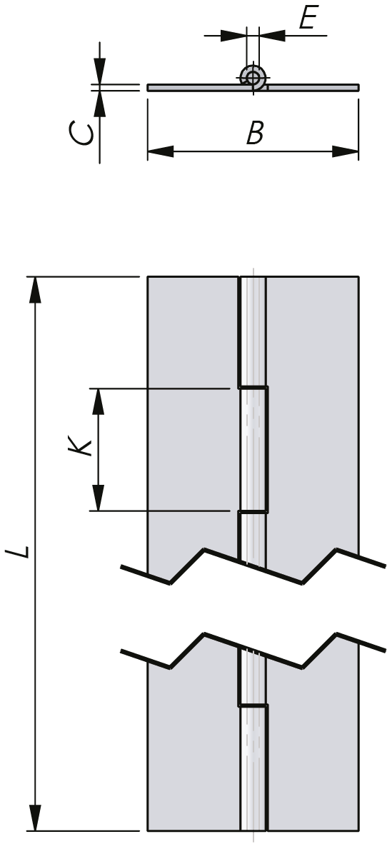 Bisagra continua de acero inoxidable