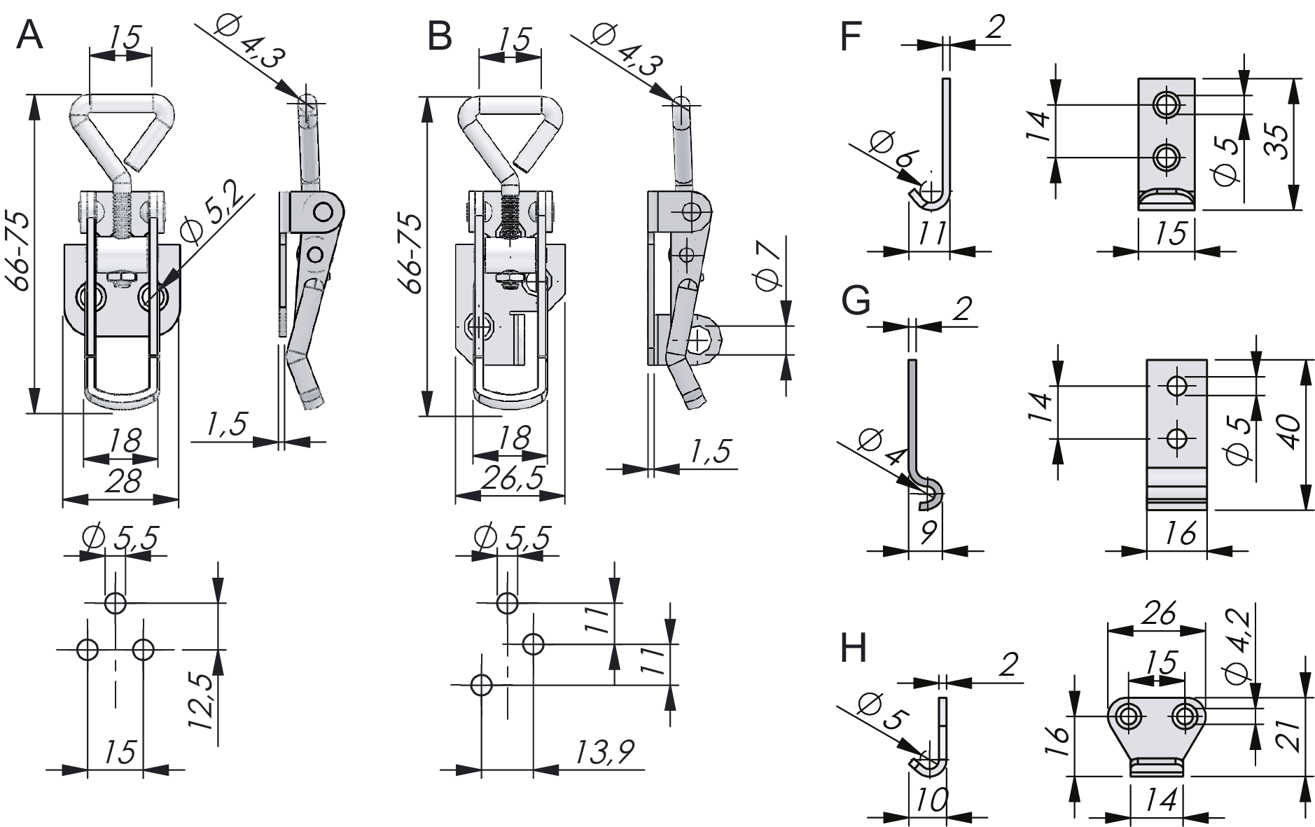 Adjustable Pull-Down Catch & Striker Adjustable Pull-Down Catch & Striker